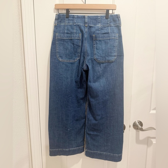 NEW ANTHROPOLOGIE MAEVE The Colette Crop Wide Leg Jeans 27 Petite Mini Fern Wash - Picture 5 of 10